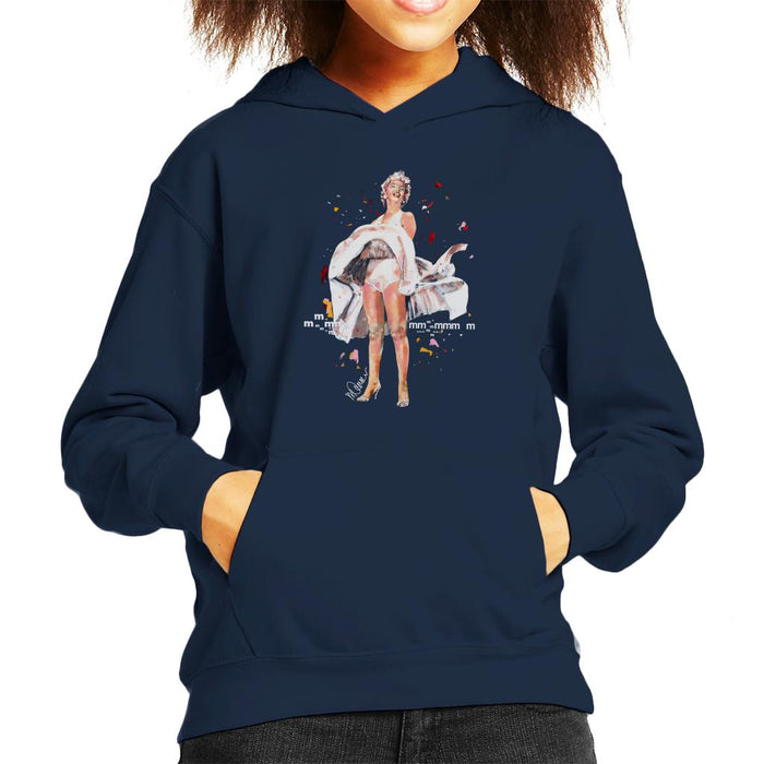 Sidney Maurer Original Portrait Of Marilyn Monroe Skirt Blowing Kid's Hooded Sweatshirt