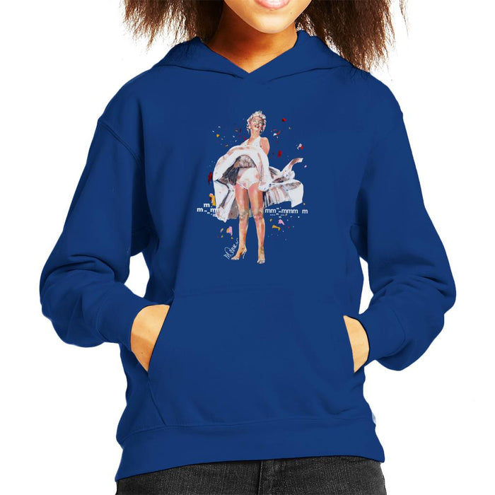 Sidney Maurer Original Portrait Of Marilyn Monroe Skirt Blowing Kid's Hooded Sweatshirt