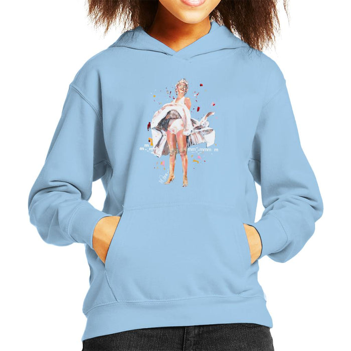 Sidney Maurer Original Portrait Of Marilyn Monroe Skirt Blowing Kid's Hooded Sweatshirt
