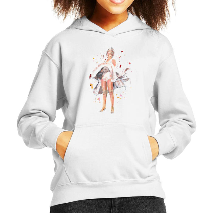 Sidney Maurer Original Portrait Of Marilyn Monroe Skirt Blowing Kid's Hooded Sweatshirt