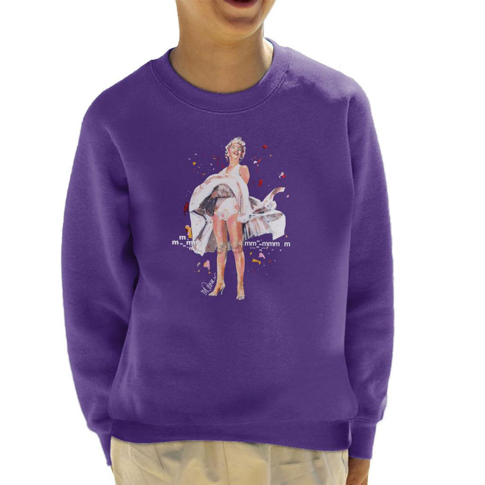 Sidney Maurer Original Portrait Of Marilyn Monroe Skirt Blowing Kid's Sweatshirt