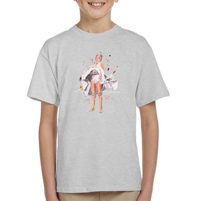 Sidney Maurer Original Portrait Of Marilyn Monroe Skirt Blowing Kid's T-Shirt