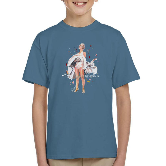 Sidney Maurer Original Portrait Of Marilyn Monroe Skirt Blowing Kid's T-Shirt
