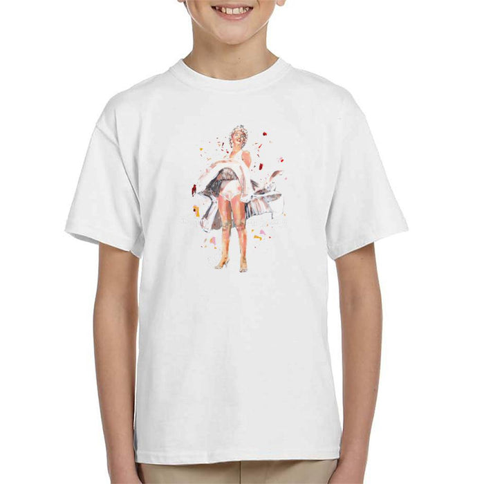 Sidney Maurer Original Portrait Of Marilyn Monroe Skirt Blowing Kid's T-Shirt