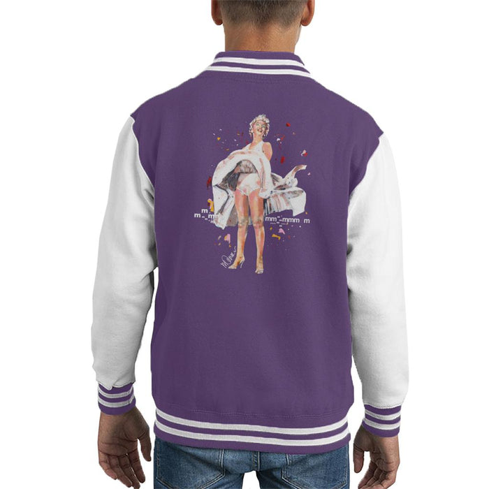 Sidney Maurer Original Portrait Of Marilyn Monroe Skirt Blowing Kid's Varsity Jacket