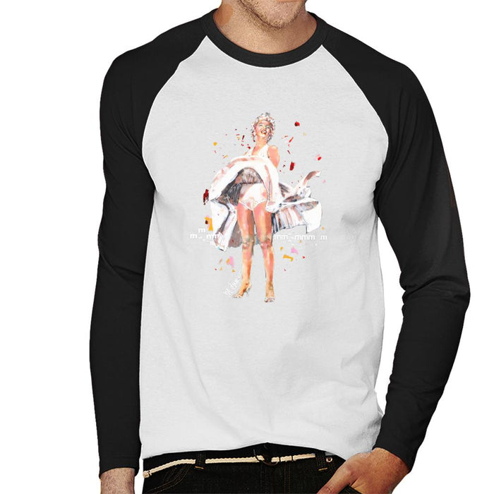Sidney Maurer Original Portrait Of Marilyn Monroe Skirt Blowing Men's Baseball Long Sleeved T-Shirt