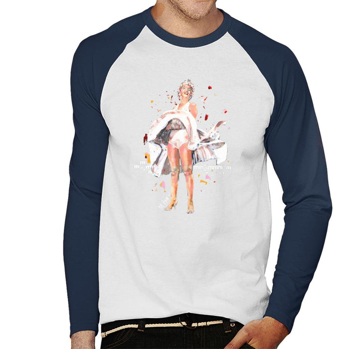 Sidney Maurer Original Portrait Of Marilyn Monroe Skirt Blowing Men's Baseball Long Sleeved T-Shirt