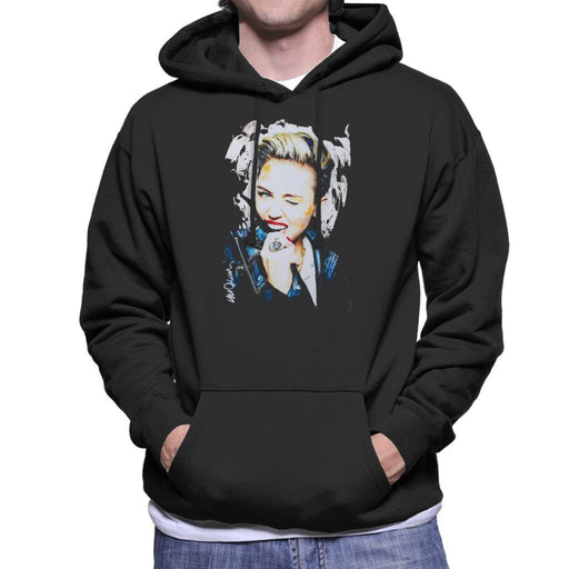 Sidney Maurer Original Portrait Of Miley Cyrus Biting Collar Mens Hooded Sweatshirt - Mens Hooded Sweatshirt