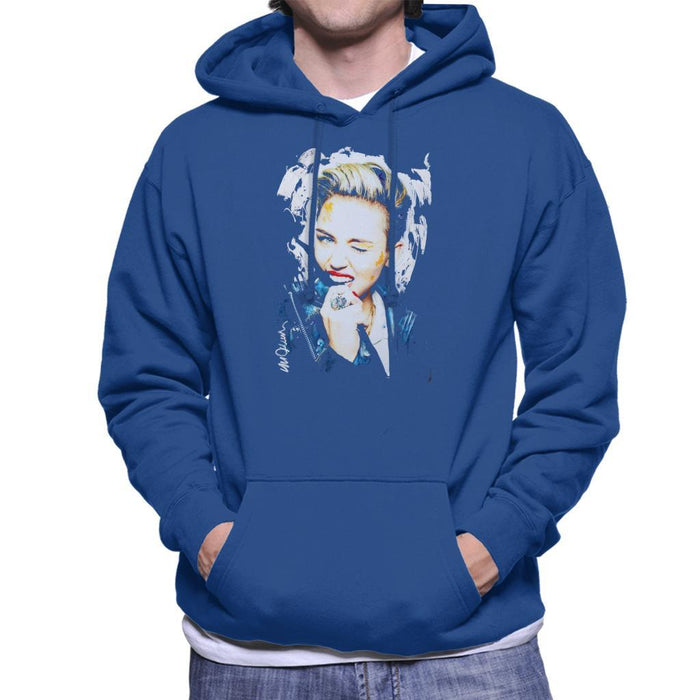 Sidney Maurer Original Portrait Of Miley Cyrus Biting Collar Mens Hooded Sweatshirt - Mens Hooded Sweatshirt