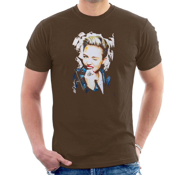 Sidney Maurer Original Portrait Of Miley Cyrus Biting Collar Mens T-Shirt - Mens T-Shirt