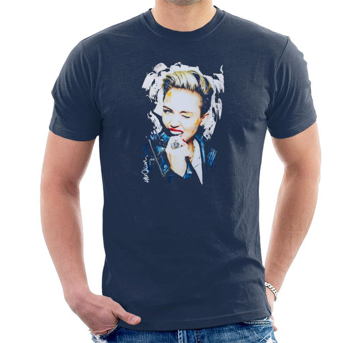 Sidney Maurer Original Portrait Of Miley Cyrus Biting Collar Mens T-Shirt - Mens T-Shirt