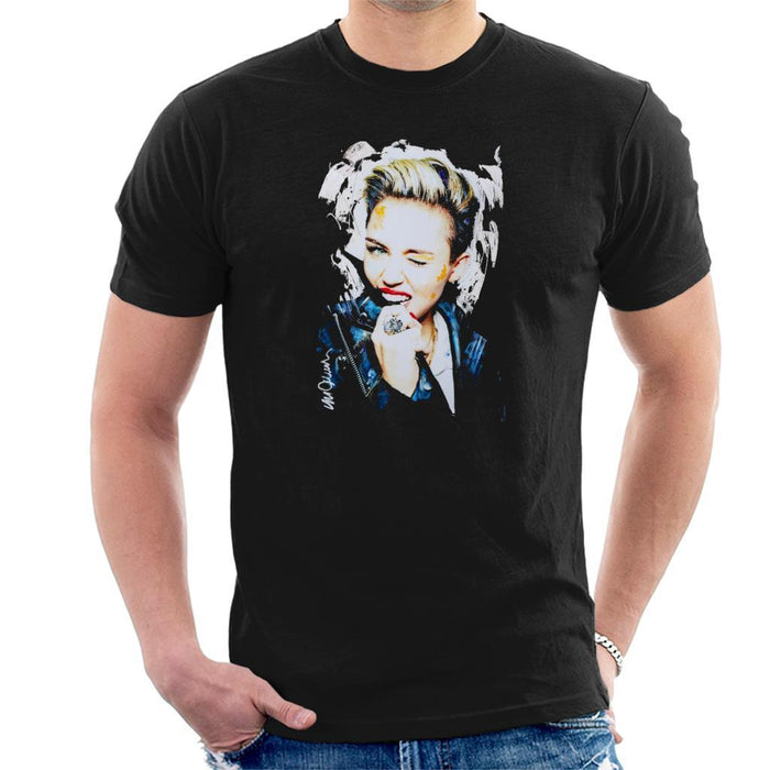 Sidney Maurer Original Portrait Of Miley Cyrus Biting Collar Mens T-Shirt - Mens T-Shirt