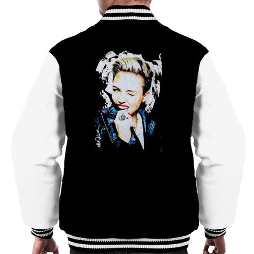 Sidney Maurer Original Portrait Of Miley Cyrus Biting Collar Mens Varsity Jacket - Mens Varsity Jacket