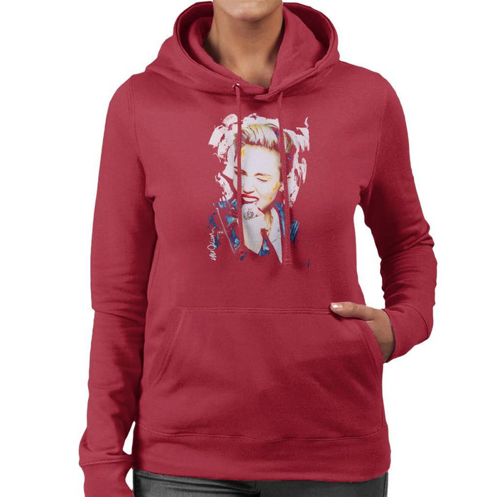 Sidney Maurer Original Portrait Of Miley Cyrus Biting Collar Womens Hooded Sweatshirt - Womens Hooded Sweatshirt