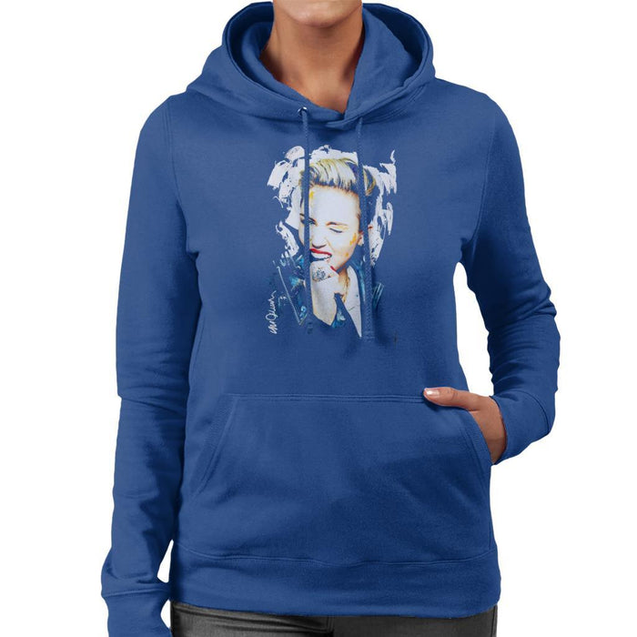 Sidney Maurer Original Portrait Of Miley Cyrus Biting Collar Womens Hooded Sweatshirt - Womens Hooded Sweatshirt