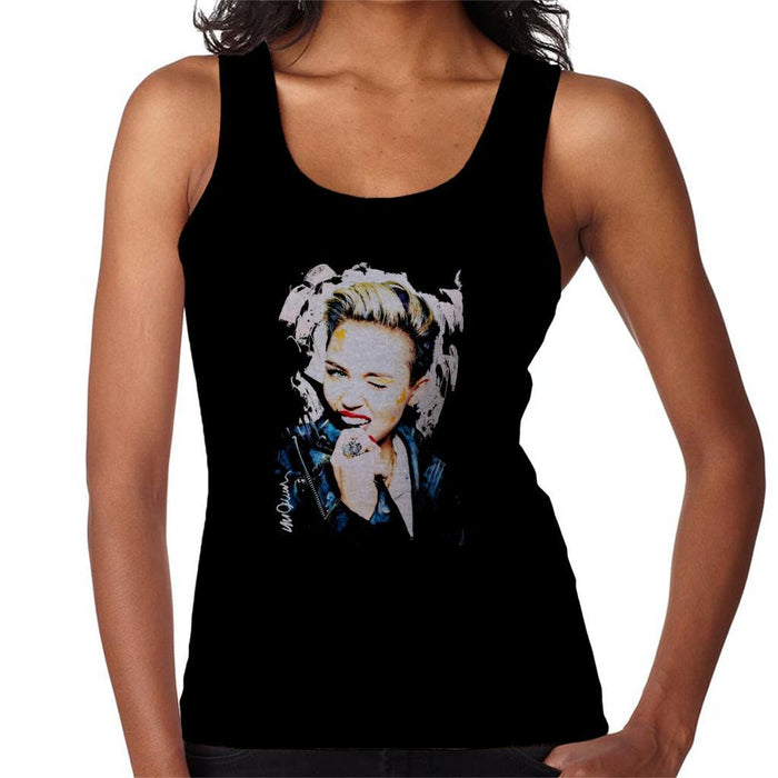 Sidney Maurer Original Portrait Of Miley Cyrus Biting Collar Womens Vest - Womens Vest