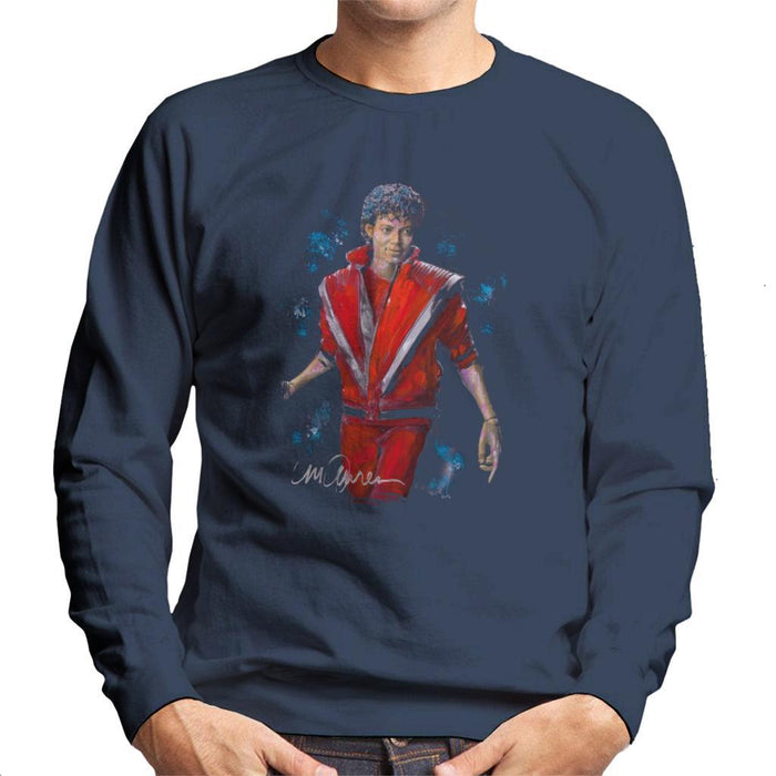 Sidney Maurer Original Portrait Of Michael Jackson Thriller Mens Sweatshirt - Small / Navy Blue - Mens Sweatshirt