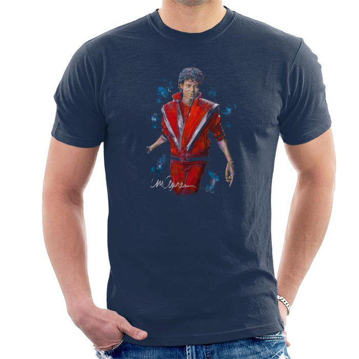 Sidney Maurer Original Portrait Of Michael Jackson Thriller Mens T-Shirt - Small / Navy Blue - Mens T-Shirt