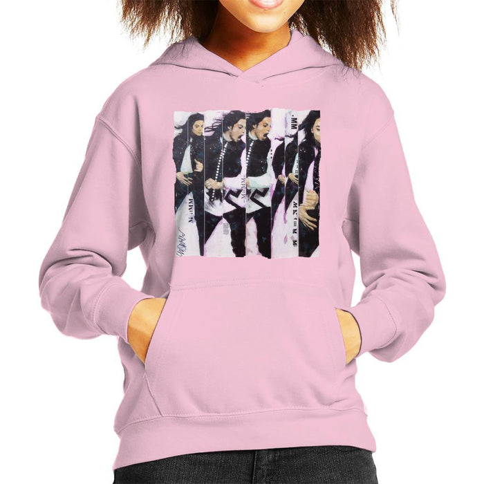 Sidney Maurer Original Portrait Of Michael Jackson 90s Kids Hooded Sweatshirt - X-Small (3-4 yrs) / Light Pink - Kids Boys Hooded Sweatshirt
