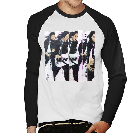 Sidney Maurer Original Portrait Of Michael Jackson 90s Mens Baseball Long Sleeved T-Shirt - Mens Baseball Long Sleeved T-Shirt