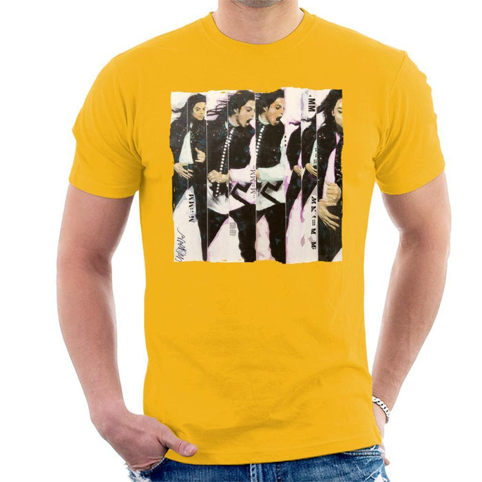 Sidney Maurer Original Portrait Of Michael Jackson 90s Mens T-Shirt - Small / Gold - Mens T-Shirt