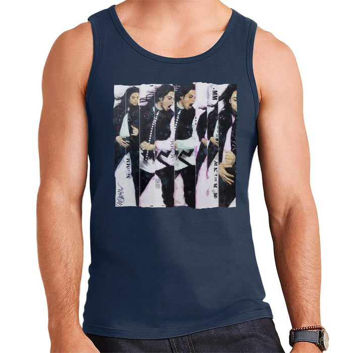Sidney Maurer Original Portrait Of Michael Jackson 90s Mens Vest - Small / Navy Blue - Mens Vest