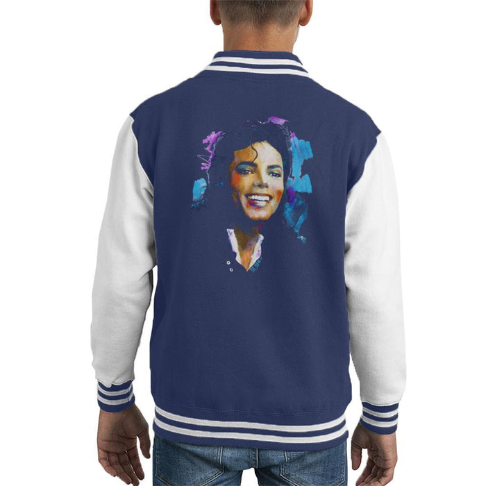 Sidney Maurer Original Portrait Of Michael Jackson Smile Kids Varsity Jacket - Kids Boys Varsity Jacket