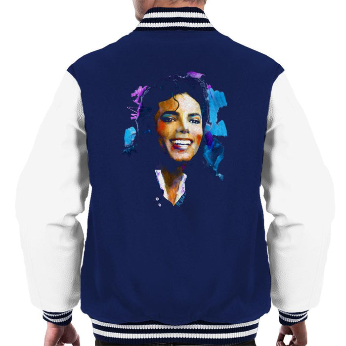 Sidney Maurer Original Portrait Of Michael Jackson Smile Mens Varsity Jacket - Mens Varsity Jacket