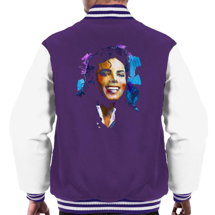 Sidney Maurer Original Portrait Of Michael Jackson Smile Mens Varsity Jacket - Mens Varsity Jacket