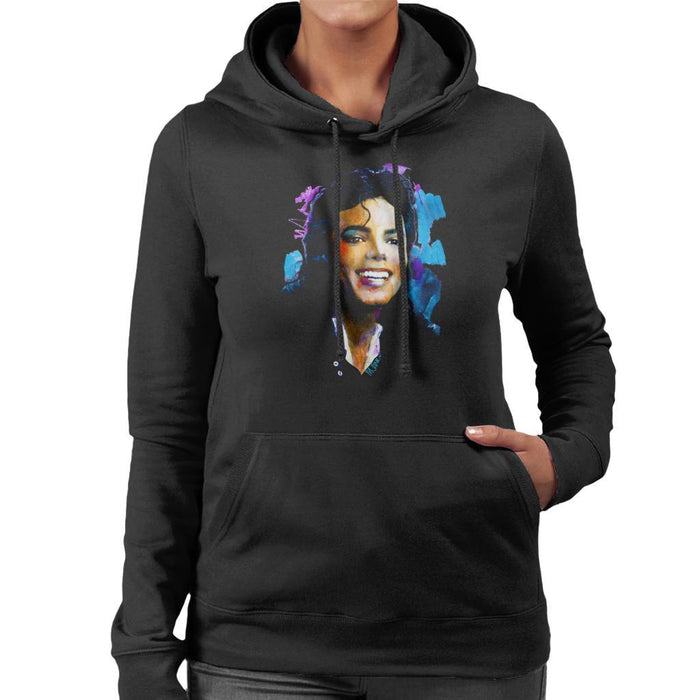 Sidney Maurer Original Portrait Of Michael Jackson Smile Womens Hooded Sweatshirt - Womens Hooded Sweatshirt
