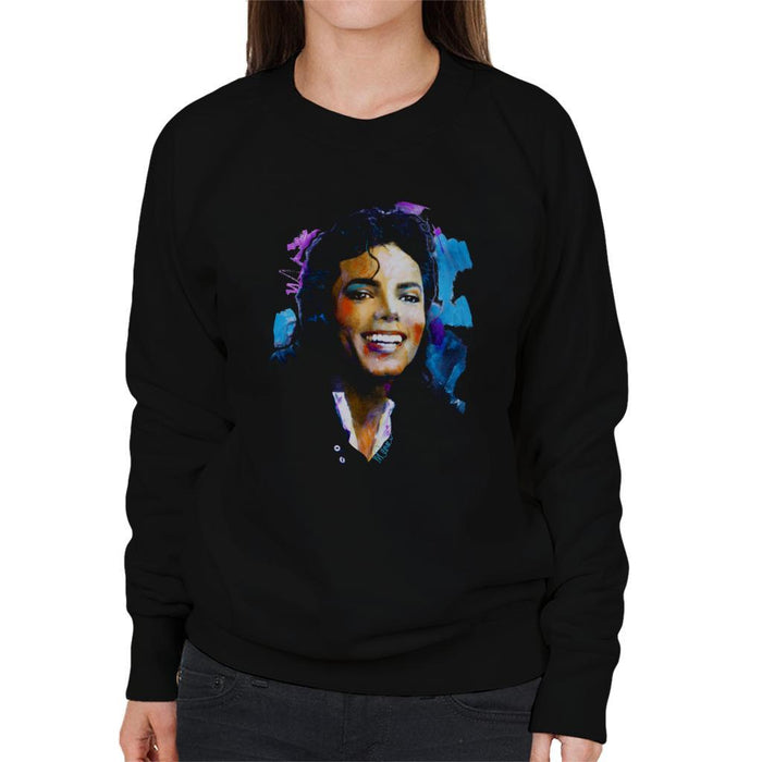 Sidney Maurer Original Portrait Of Michael Jackson Smile Womens Sweatshirt - Womens Sweatshirt