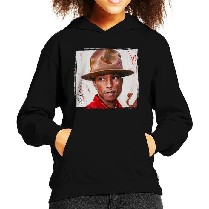 Sidney Maurer Original Portrait Of Pharrel Williams The Hat Kid's Hooded Sweatshirt