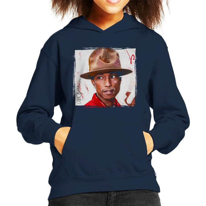 Sidney Maurer Original Portrait Of Pharrel Williams The Hat Kid's Hooded Sweatshirt