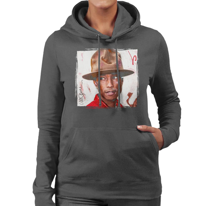 Sidney Maurer Original Portrait Of Pharrel Williams The Hat Women's Hooded Sweatshirt