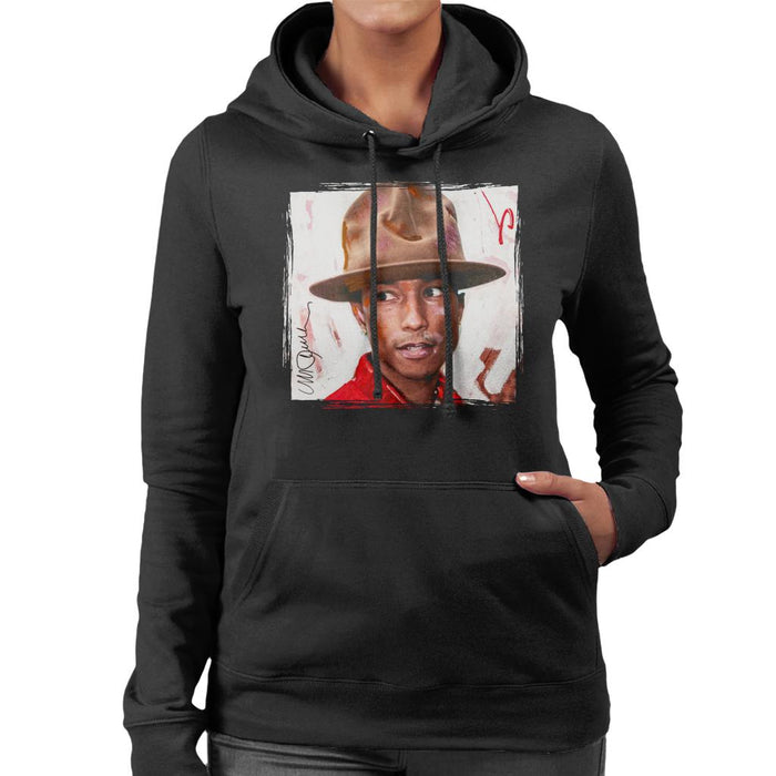 Sidney Maurer Original Portrait Of Pharrel Williams The Hat Women's Hooded Sweatshirt