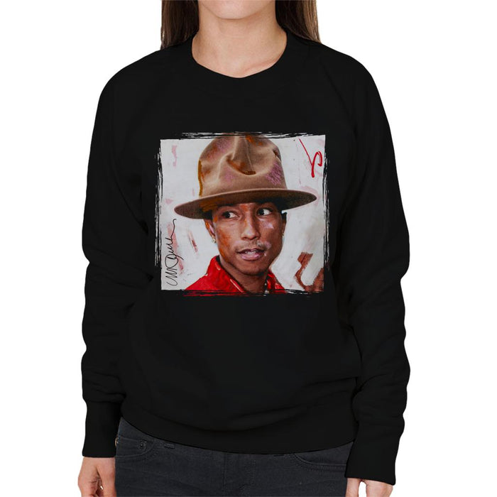 Sidney Maurer Original Portrait Of Pharrel Williams The Hat Women's Sweatshirt