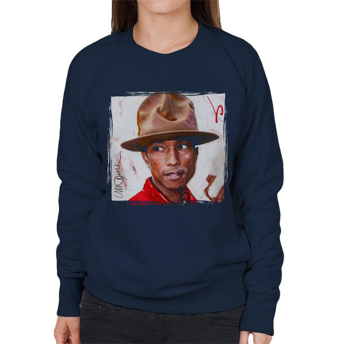 Sidney Maurer Original Portrait Of Pharrel Williams The Hat Women's Sweatshirt