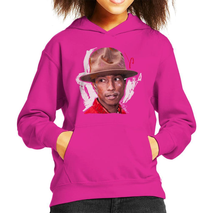 Sidney Maurer Original Portrait Of Pharrel Williams Hat Kids Hooded Sweatshirt - Kids Boys Hooded Sweatshirt