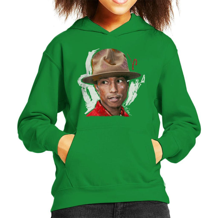 Sidney Maurer Original Portrait Of Pharrel Williams Hat Kids Hooded Sweatshirt - Kids Boys Hooded Sweatshirt