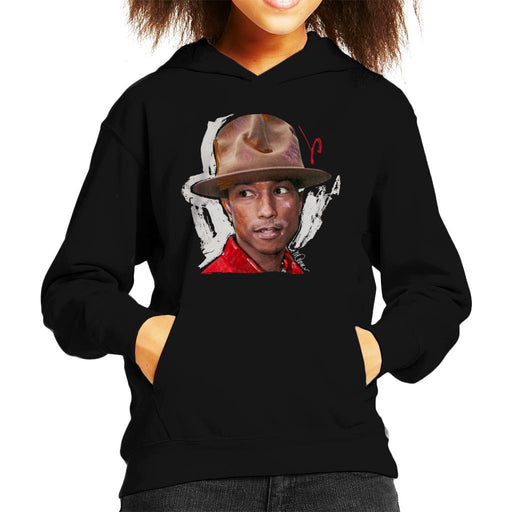 Sidney Maurer Original Portrait Of Pharrel Williams Hat Kids Hooded Sweatshirt - Kids Boys Hooded Sweatshirt