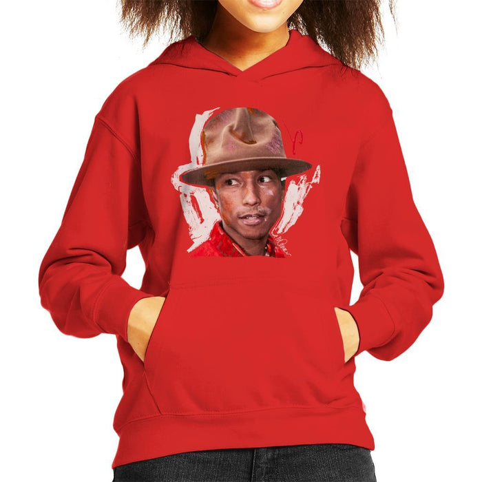 Sidney Maurer Original Portrait Of Pharrel Williams Hat Kids Hooded Sweatshirt - Kids Boys Hooded Sweatshirt