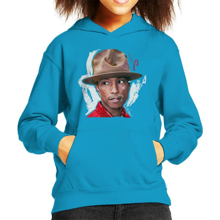 Sidney Maurer Original Portrait Of Pharrel Williams Hat Kids Hooded Sweatshirt - Kids Boys Hooded Sweatshirt