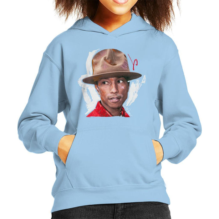 Sidney Maurer Original Portrait Of Pharrel Williams Hat Kids Hooded Sweatshirt - Kids Boys Hooded Sweatshirt