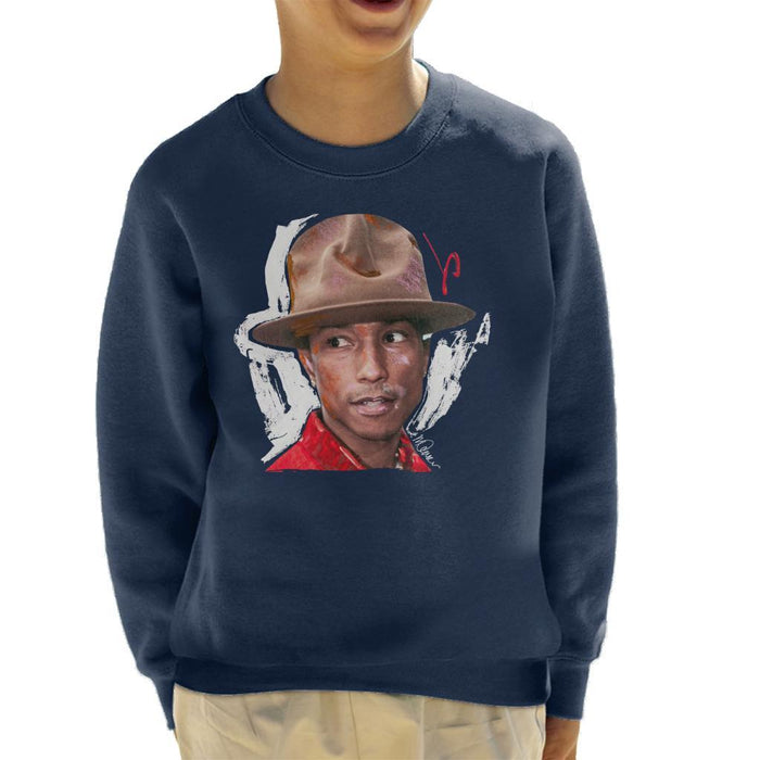 Sidney Maurer Original Portrait Of Pharrel Williams Hat Kids Sweatshirt - Kids Boys Sweatshirt
