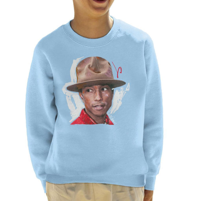Sidney Maurer Original Portrait Of Pharrel Williams Hat Kids Sweatshirt - Kids Boys Sweatshirt