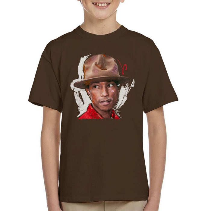 Sidney Maurer Original Portrait Of Pharrel Williams Hat Kids T-Shirt - Kids Boys T-Shirt