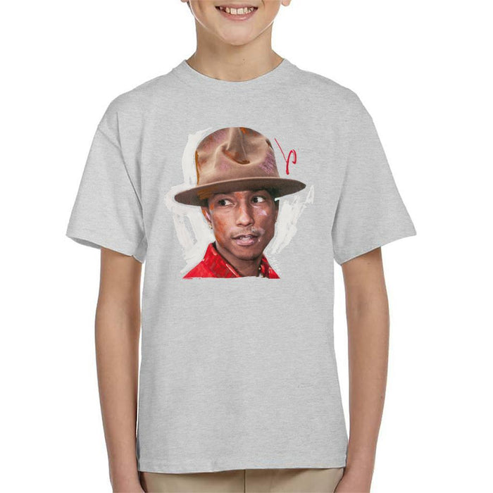 Sidney Maurer Original Portrait Of Pharrel Williams Hat Kids T-Shirt - Kids Boys T-Shirt