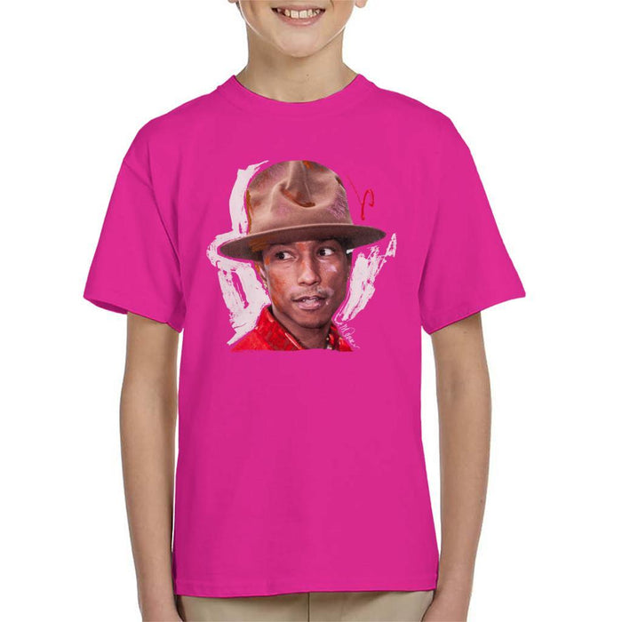 Sidney Maurer Original Portrait Of Pharrel Williams Hat Kids T-Shirt - Kids Boys T-Shirt