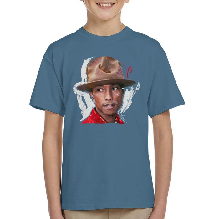 Sidney Maurer Original Portrait Of Pharrel Williams Hat Kids T-Shirt - Kids Boys T-Shirt