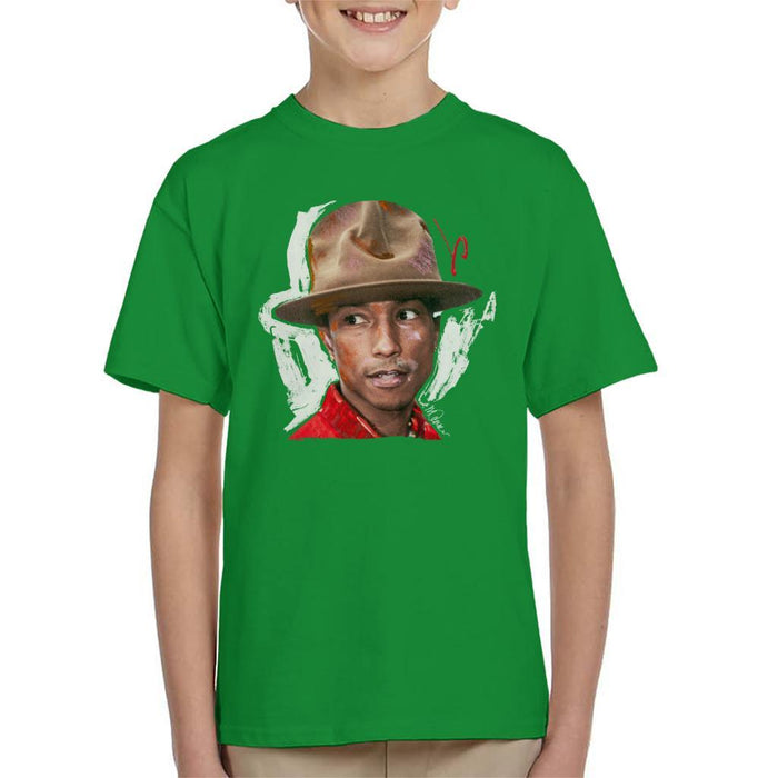 Sidney Maurer Original Portrait Of Pharrel Williams Hat Kids T-Shirt - Kids Boys T-Shirt